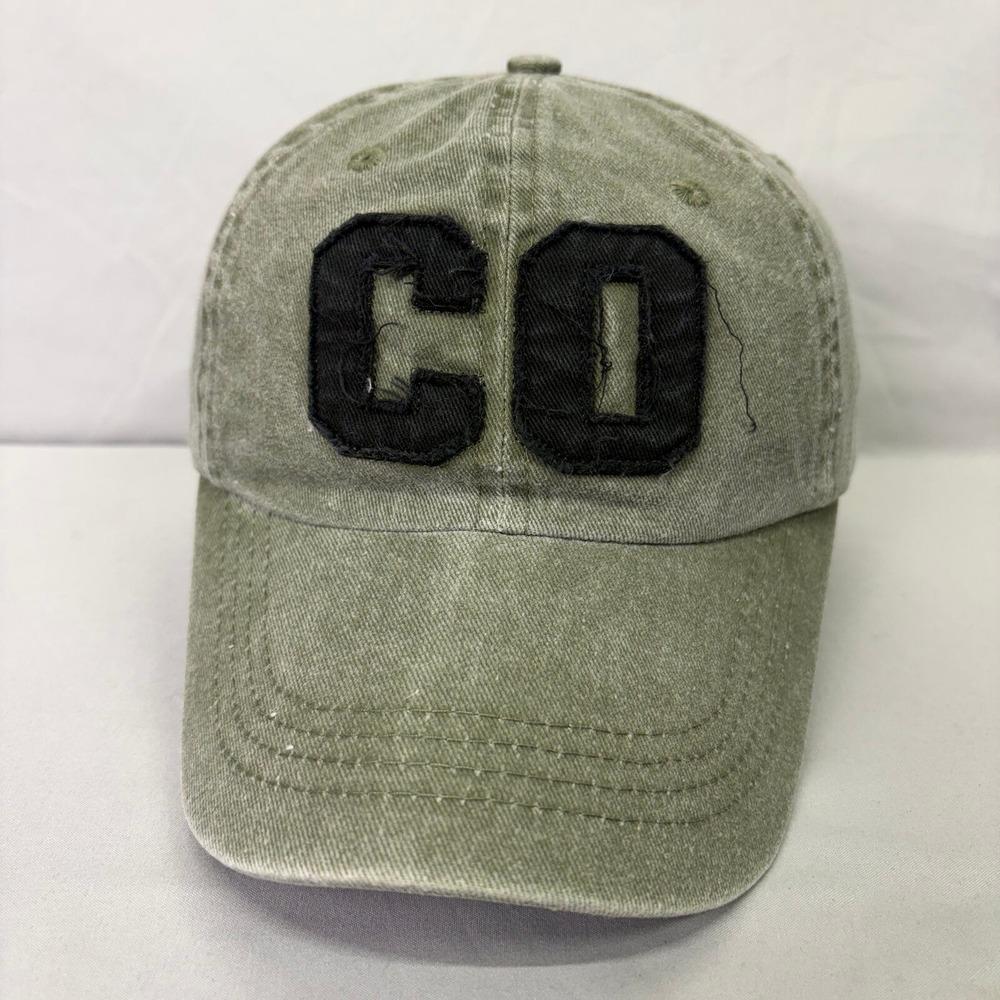 DFM Baseball Cap Colorado CO Unisex One Size Olive Green Faded Cotton Hat